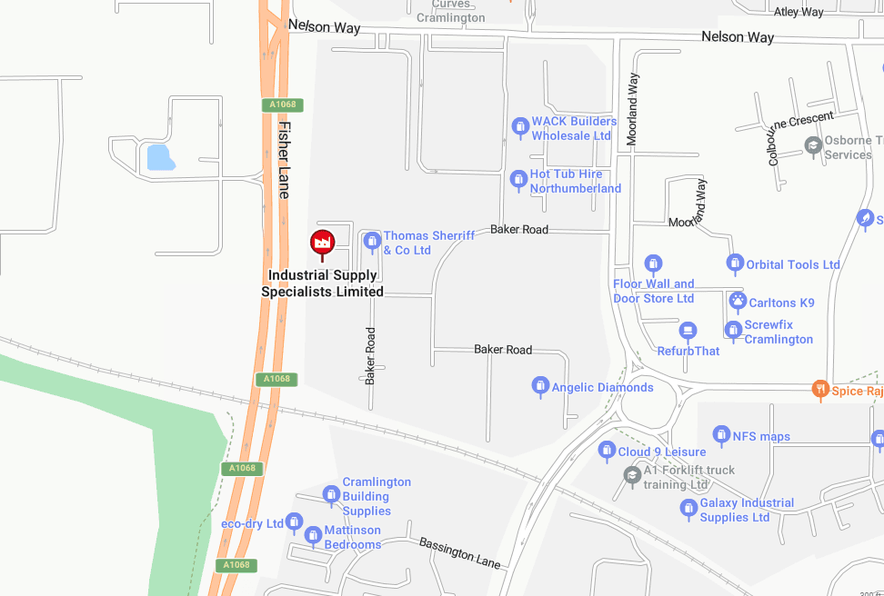 zoomed in screenshot of industrial supply specialists limited Cramlington location on maps